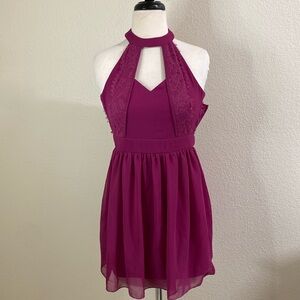 ASOS Petite High Neck‎ Lace Burgundy Top